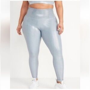 Old Navy Active Extra High-Rise Powersoft Leggings Metallic Silver Size XXL NWT